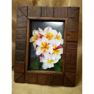 Hand Carved Teak Block Wood 7x5 Photo Frame