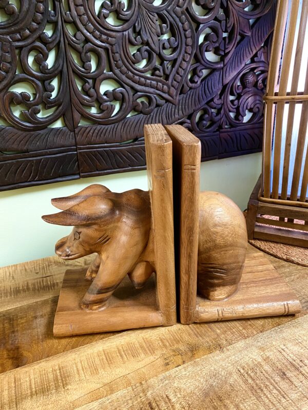 Pig bookends - side