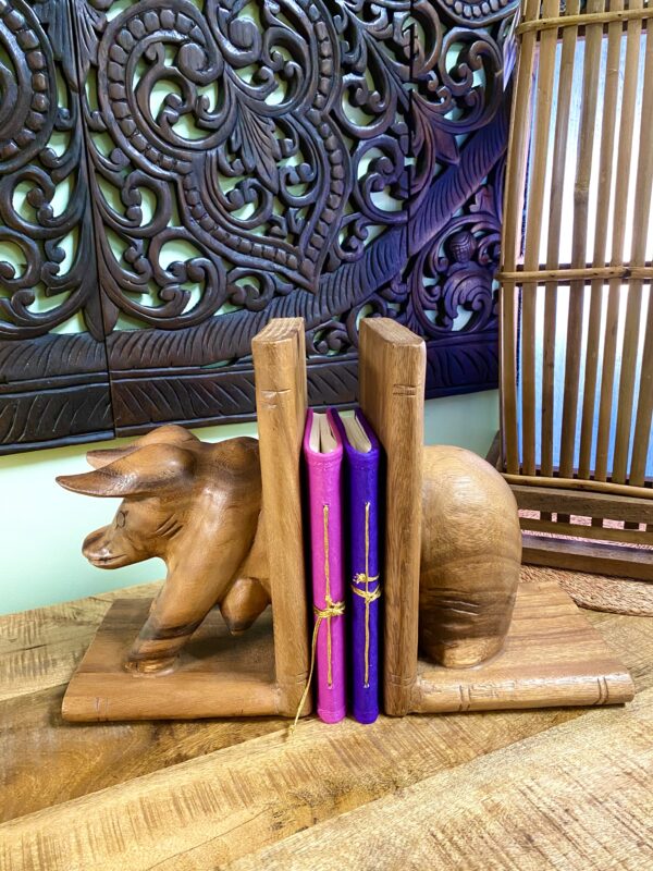Pig bookends - with books