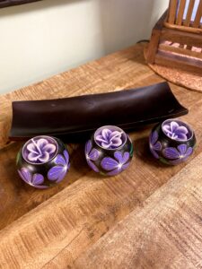 3 tealights with tray - Lilac separates