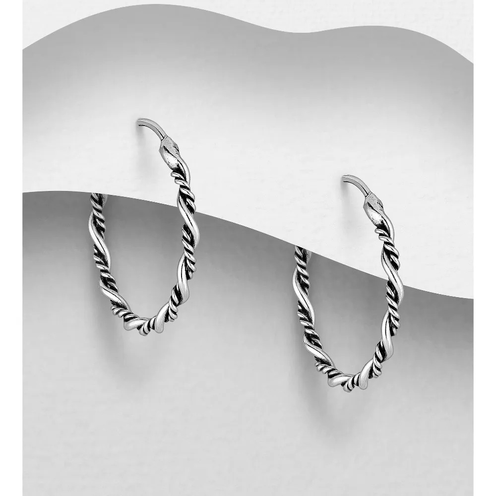 Orecchini A Cerchio Argento Sfoni Con Zirconi - Ipoallergenici, Misure 13/15/20mm, Colori Bianco/blu/verde/rosso