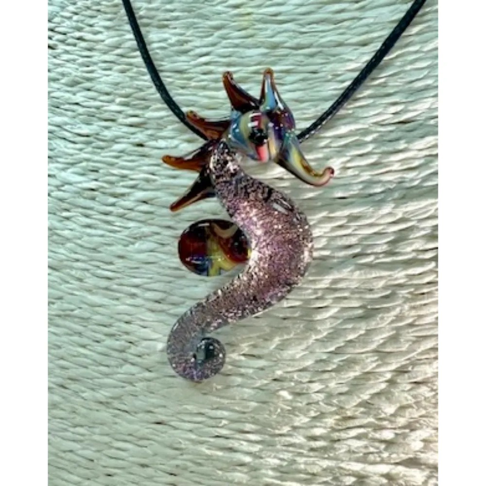 Hand Blown Glass Pendant - Sea Horse