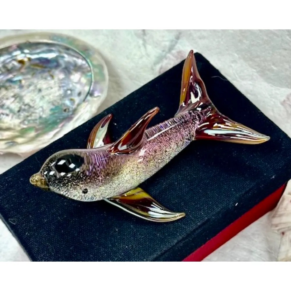 Hand Blown Glass Sculpture - Large - Dolphin
