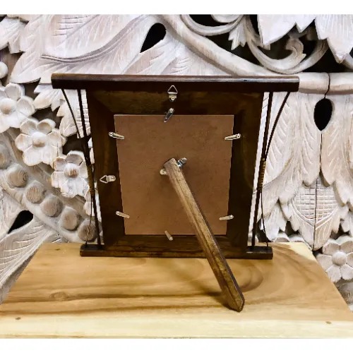Teak Photo Frame with Rattan - 7"x5" - Image 7