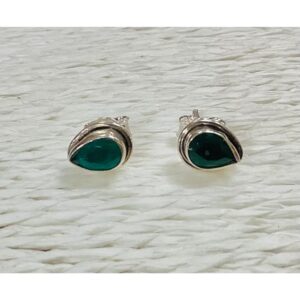 Emerald Quartz Studs - Teardrops