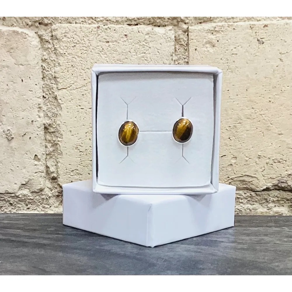 Tigers Eye Studs - Oval Small - Image 4