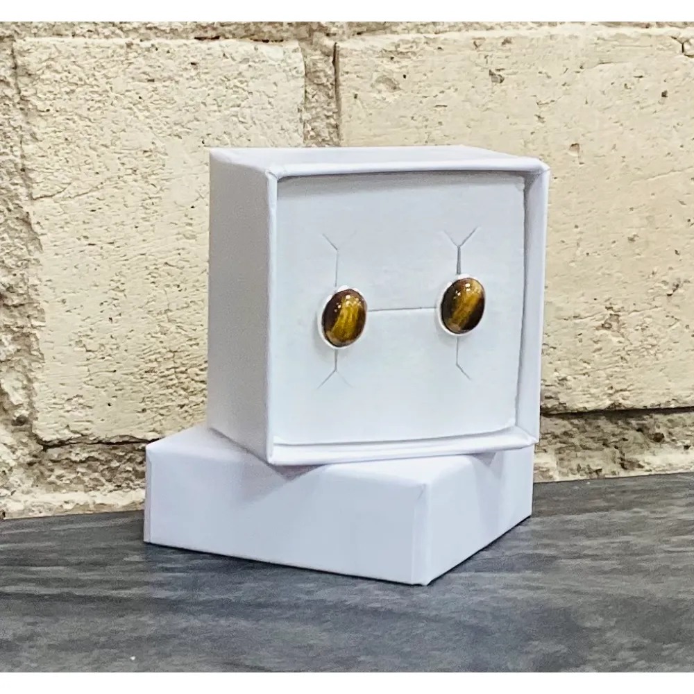Tigers Eye Studs - Oval Small - Image 3