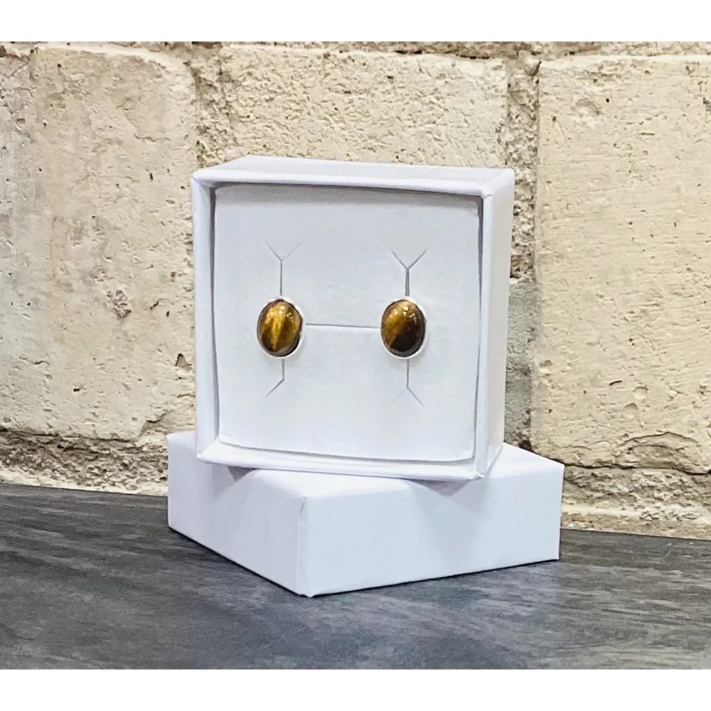 Tigers Eye Studs - Oval Small - Image 2