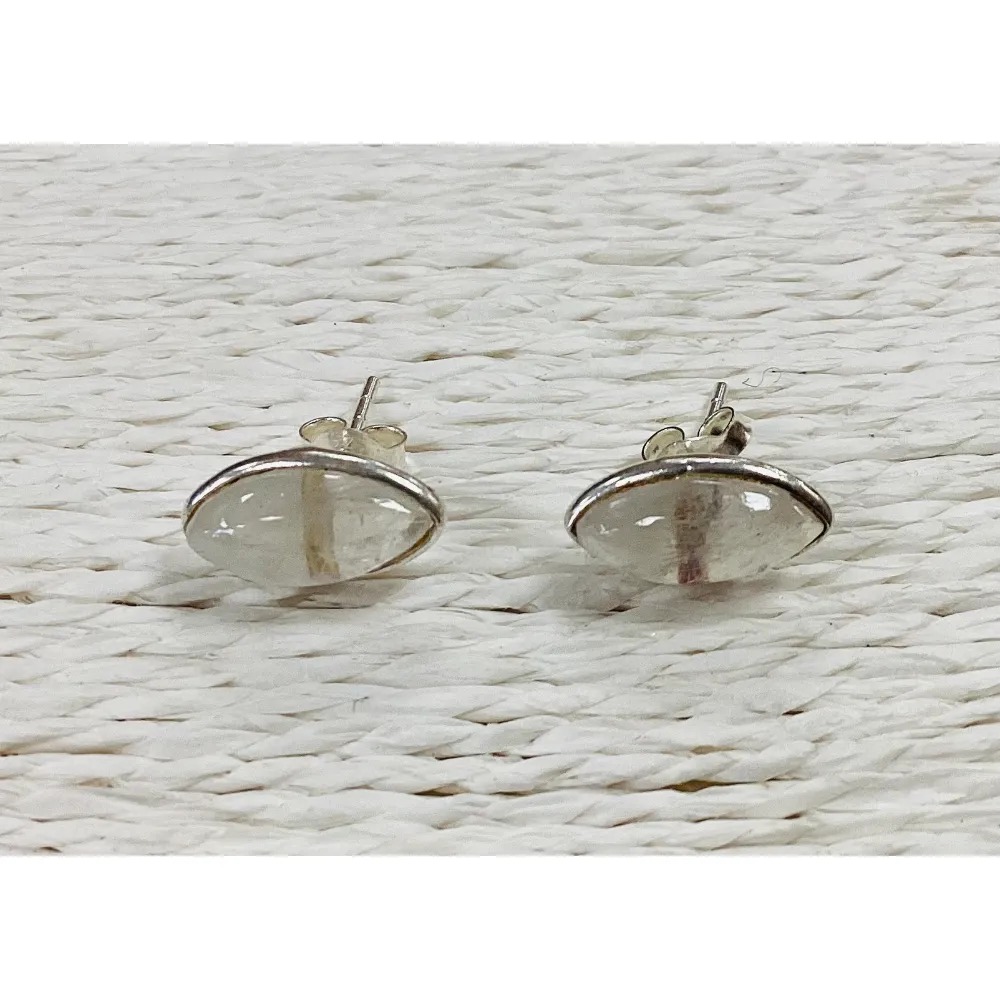 Rainbow Moonstone Studs - Eye Large