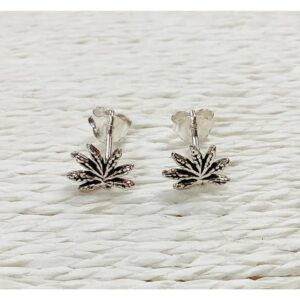 Silver Studs - Marijuana Leaf