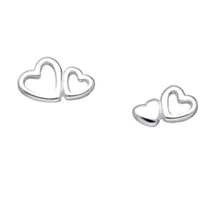 Silver Studs - Double Heart