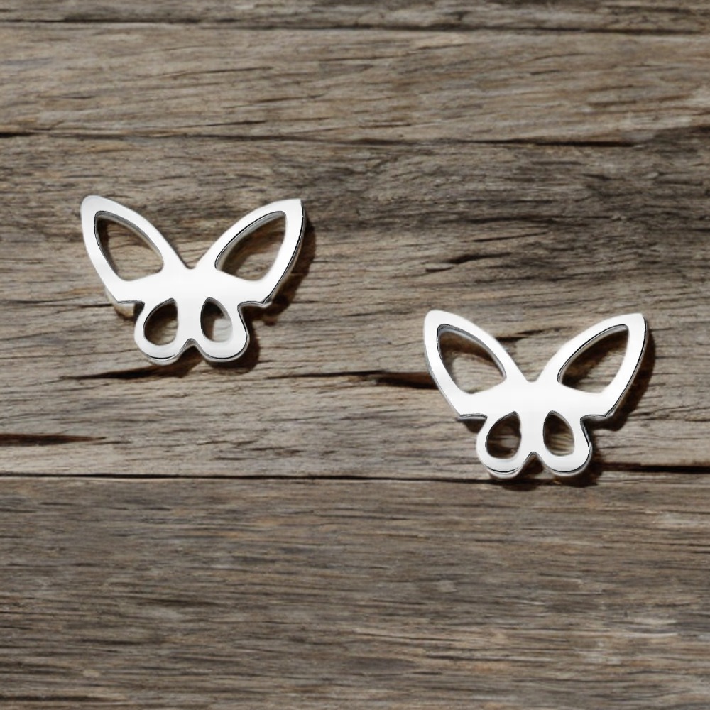 Silver Studs - Butterfly