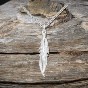 Silver Pendant - Double Feather