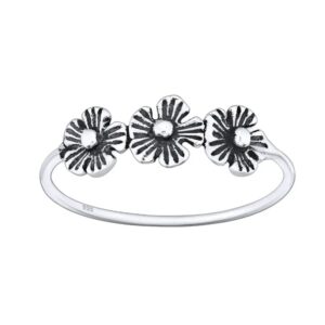 Silver Ring - 3 Flowers