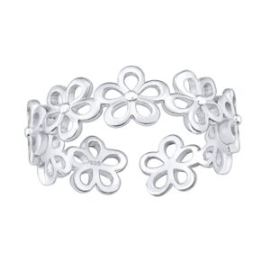 Silver Ring - Flowers Adjustable