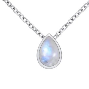 Rainbow Moonstone Pendant - Tear Shape