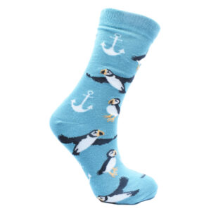 Bamboo Socks -  Puffins and Anchors  7-11