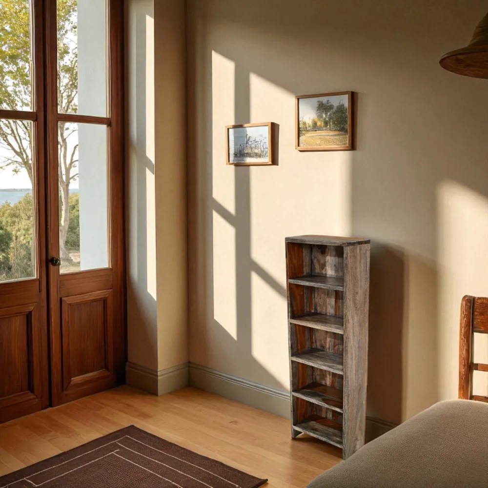 Modern Grey Washed Sheesham DVD/CD Rack - Image 3