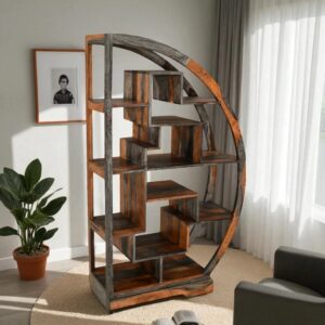 Modern Grey Washed Sheesham Display Cabinet