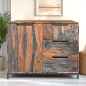 Retro Grey Washed Sheesham Sideboard - Small