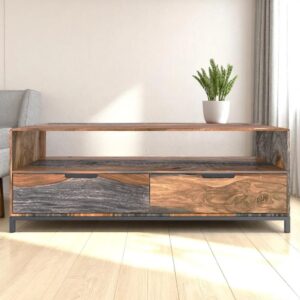 Retro Grey Washed Sheesham TV Unit