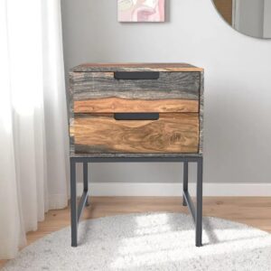 Retro Grey Washed Sheesham Side Table