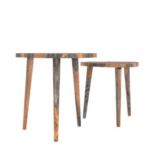 Retro Grey Washed Sheesham Nest of Two Tables