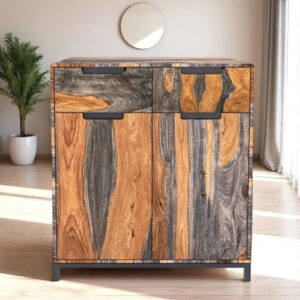 Retro Grey Washed Sheesham Hall Cabinet