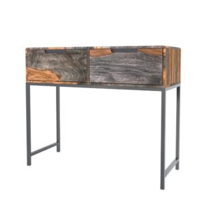 Retro Grey Washed Sheesham 2 Drawer Console