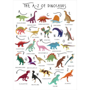 Greetings card "A-Z of dinosaurs"