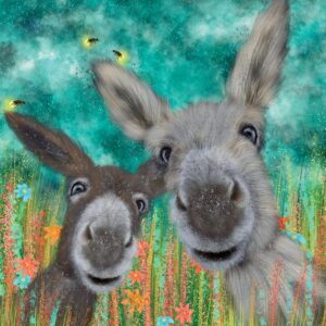 Greetings Card - Donkeys and Fireflies