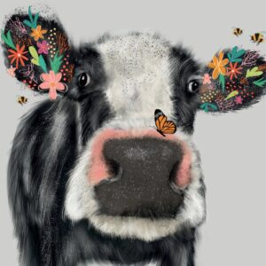 Greetings Card - Floral Cow