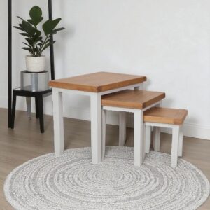 Cottage Oak Nest Of Tables - French Grey