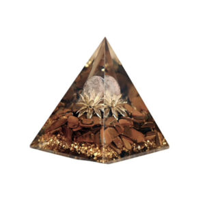 Orgone Pyramid -  Tiger Eye / Crystal Quartz - 7cm