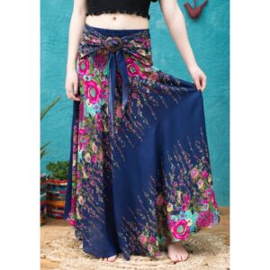 Maxi Skirt - Floral Print - Navy