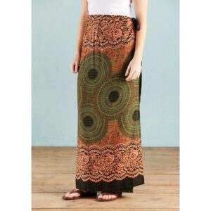Wrap Maxi Skirt - Mandala Print - Green