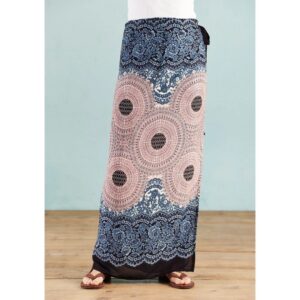 Wrap Maxi Skirt - Mandala Print - White