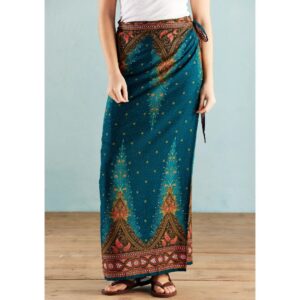 Maxi Skirt - Peacock Print - Teal