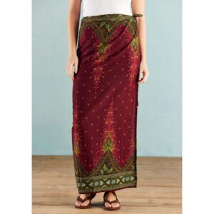 Maxi Skirt - Peacock Print - Burgundy