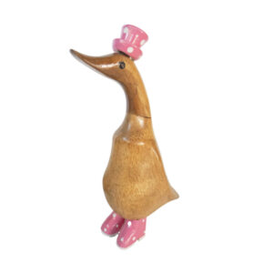 Bamboo Root Duck - Pink Hat and Boots - 27cm
